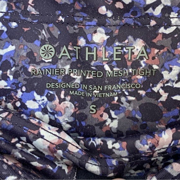Athleta Rainier Printed Mesh Tight
Leggings Small Sandstone Navy Blue Purple S - Picture 11 of 15